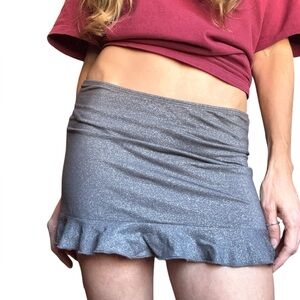 Free People Shimmering Gray Mini Slip Skirt